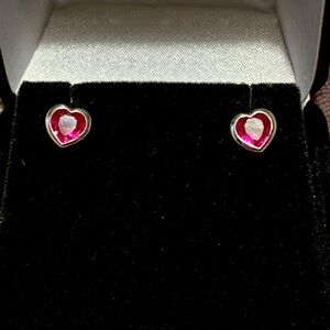 Numbering Fuschia Heart Stud Earrings